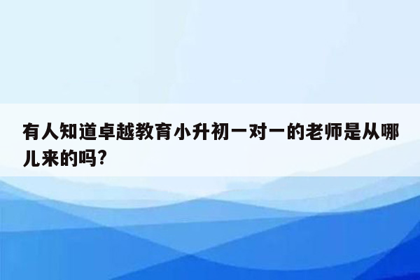 有人知道卓越教育小升初一对一的老师是从哪儿来的吗?