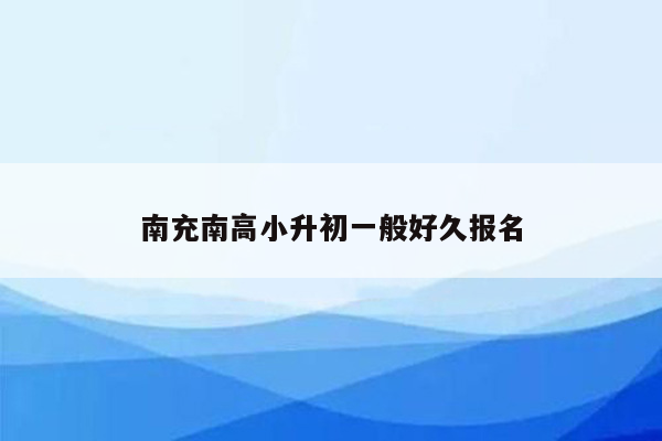 南充南高小升初一般好久报名