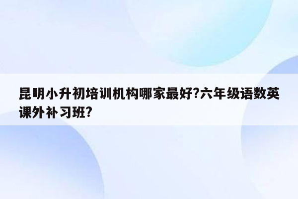 昆明小升初培训机构哪家最好?六年级语数英课外补习班?