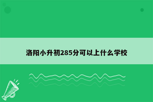 洛阳小升初285分可以上什么学校