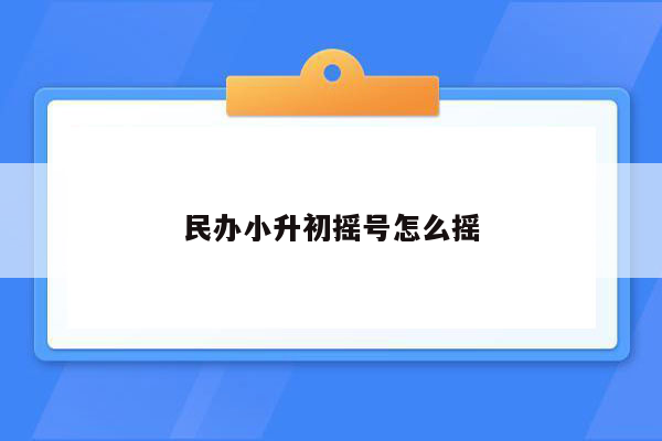 民办小升初摇号怎么摇