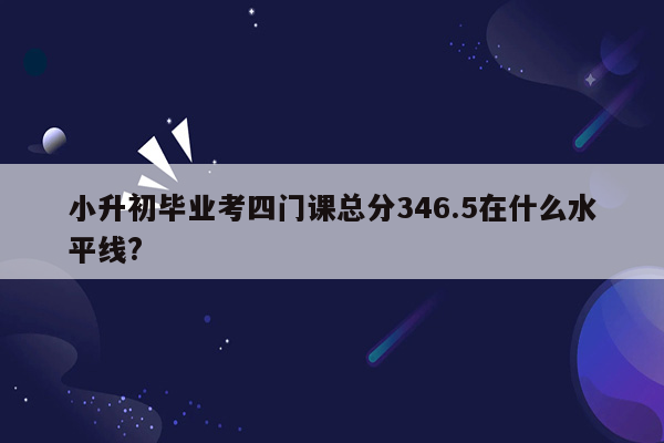 小升初毕业考四门课总分346.5在什么水平线?