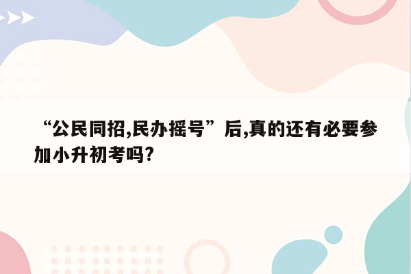 “公民同招,民办摇号”后,真的还有必要参加小升初考吗?