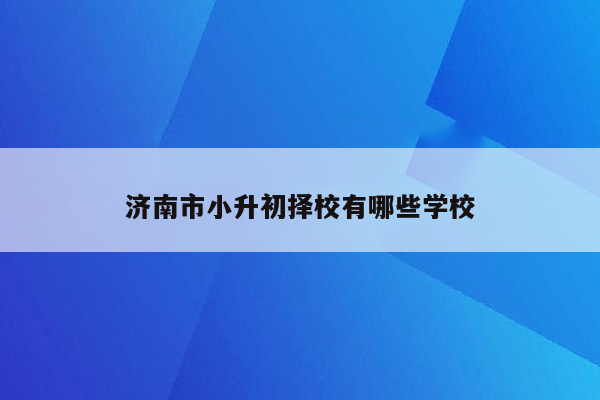 济南市小升初择校有哪些学校