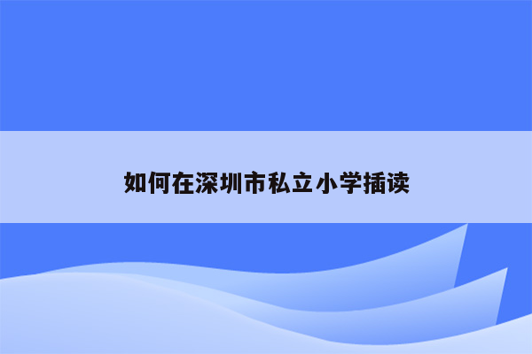 如何在深圳市私立小学插读