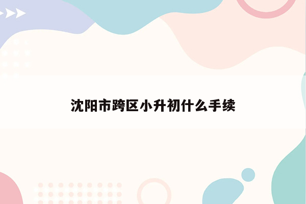 沈阳市跨区小升初什么手续