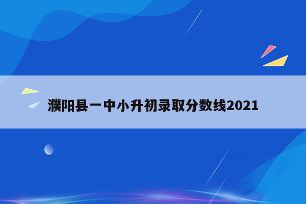 濮阳县一中小升初录取分数线2021