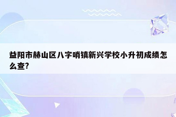 益阳市赫山区八字哨镇新兴学校小升初成绩怎么查?