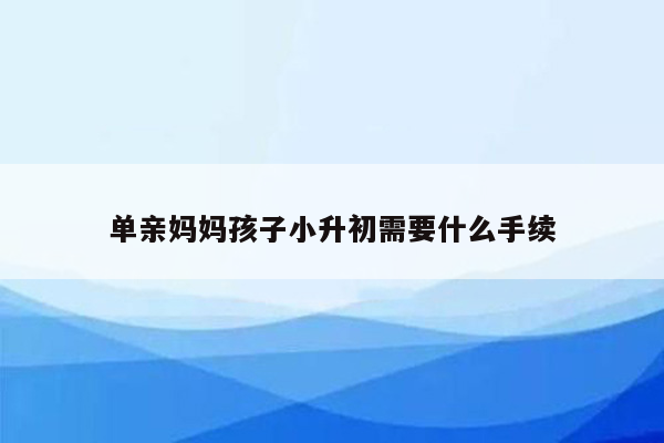 单亲妈妈孩子小升初需要什么手续