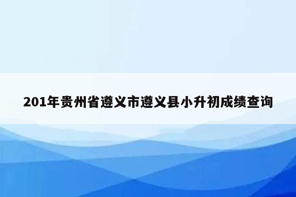 201年贵州省遵义市遵义县小升初成绩查询