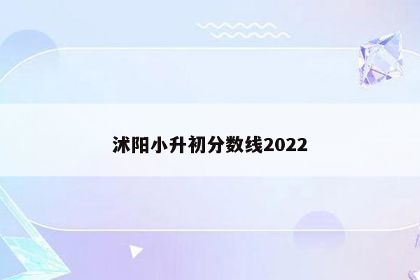 沭阳小升初分数线2022