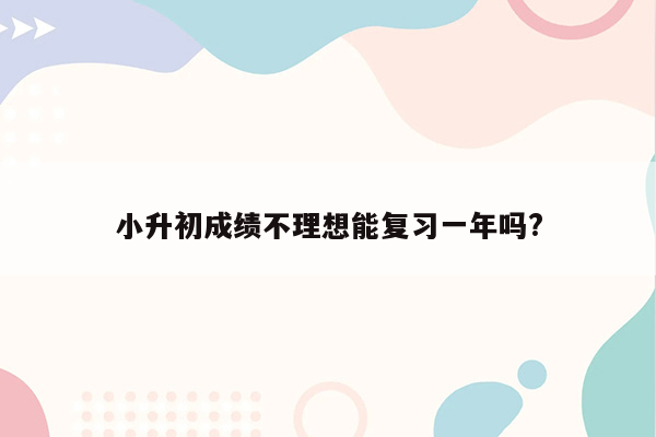 小升初成绩不理想能复习一年吗?