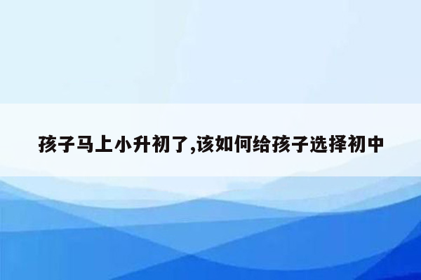 孩子马上小升初了,该如何给孩子选择初中