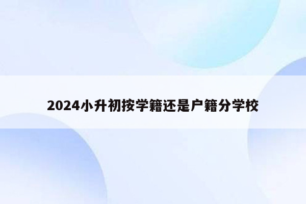 2024小升初按学籍还是户籍分学校