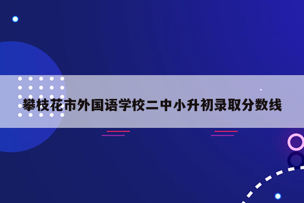 攀枝花市外国语学校二中小升初录取分数线