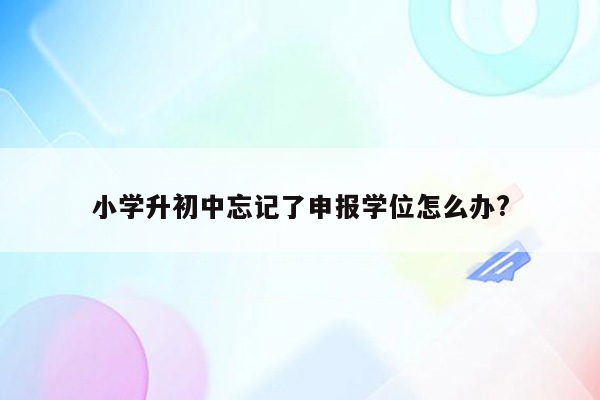 小学升初中忘记了申报学位怎么办?