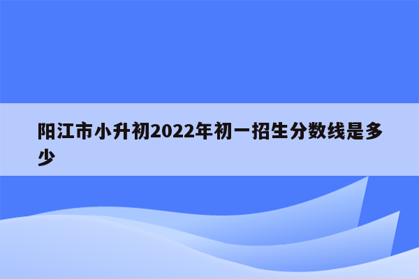 阳江市小升初2022年初一招生分数线是多少