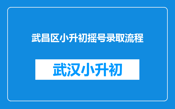 武昌区小升初摇号录取流程