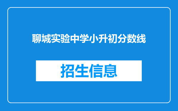 聊城实验中学小升初分数线