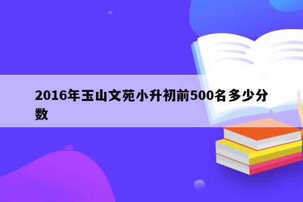 2016年玉山文苑小升初前500名多少分数