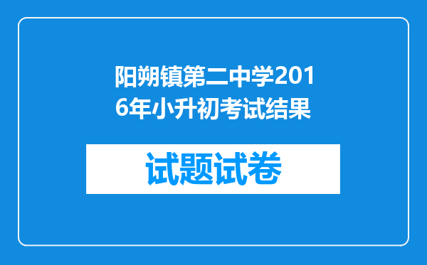 阳朔镇第二中学2016年小升初考试结果