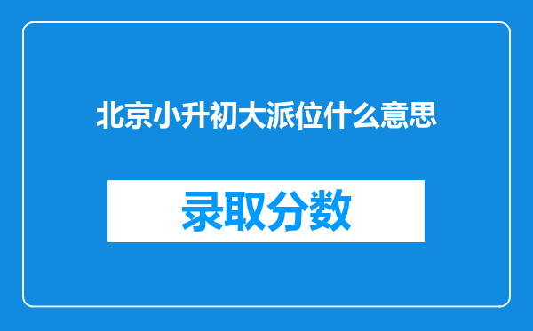 北京小升初大派位什么意思