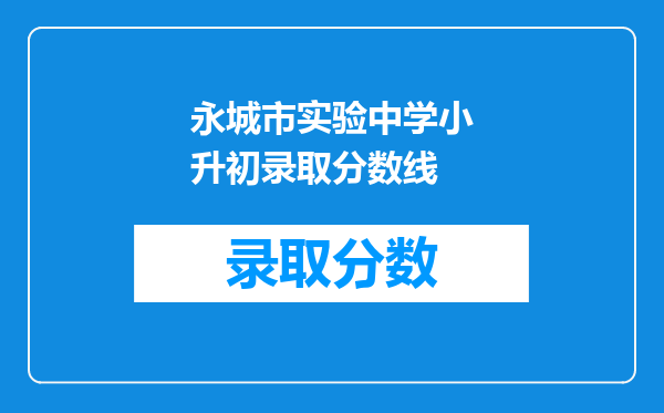 永城市实验中学小升初录取分数线