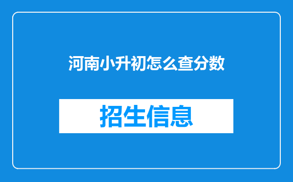 河南小升初怎么查分数