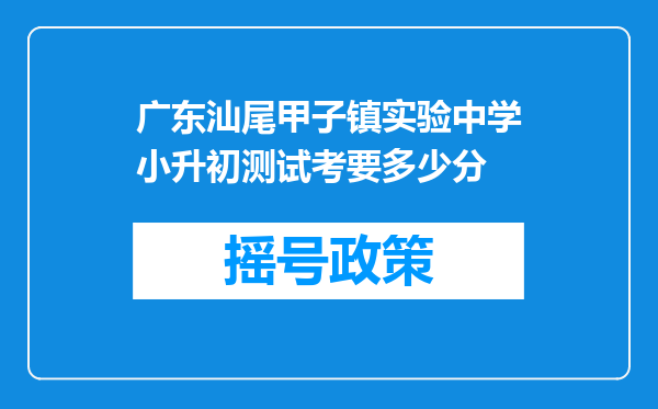 广东汕尾甲子镇实验中学小升初测试考要多少分