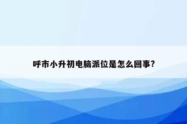 呼市小升初电脑派位是怎么回事?