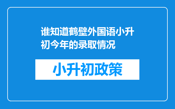 谁知道鹤壁外国语小升初今年的录取情况