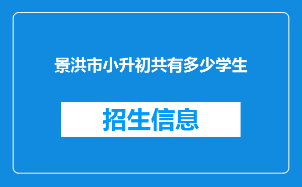 景洪市小升初共有多少学生