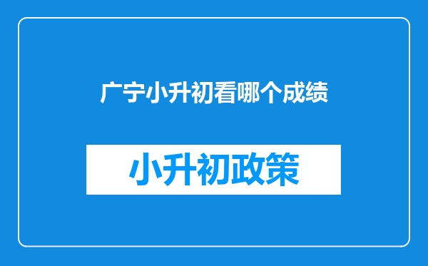 广宁小升初看哪个成绩