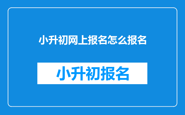 小升初网上报名怎么报名