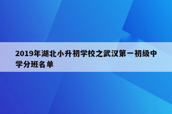 2019年湖北小升初学校之武汉第一初级中学分班名单