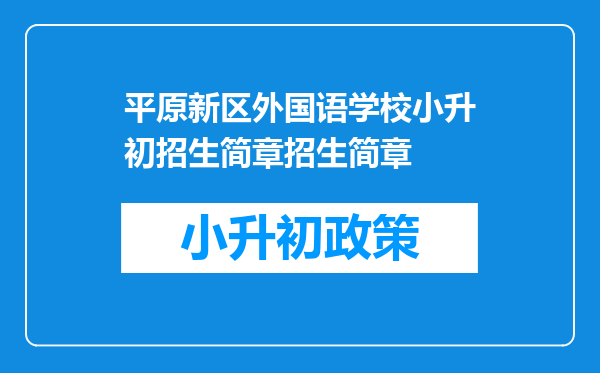 平原新区外国语学校小升初招生简章招生简章