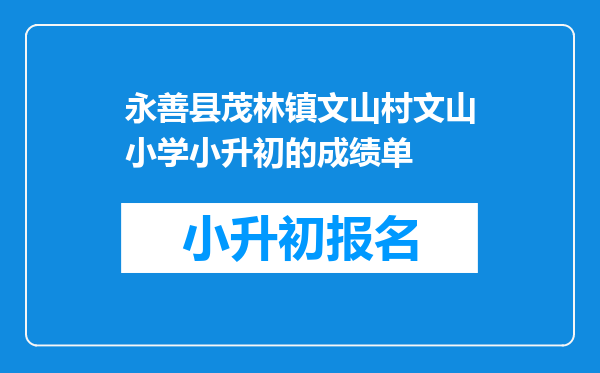 永善县茂林镇文山村文山小学小升初的成绩单