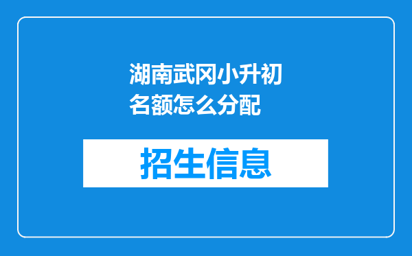 湖南武冈小升初名额怎么分配