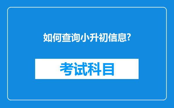 如何查询小升初信息?