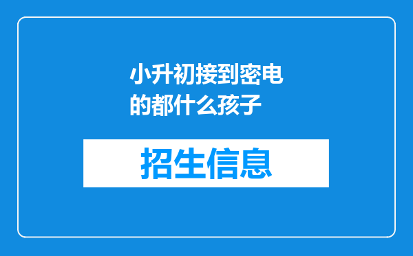 小升初接到密电的都什么孩子