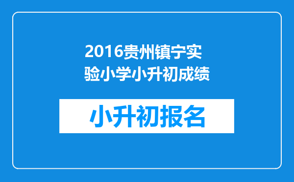 2016贵州镇宁实验小学小升初成绩