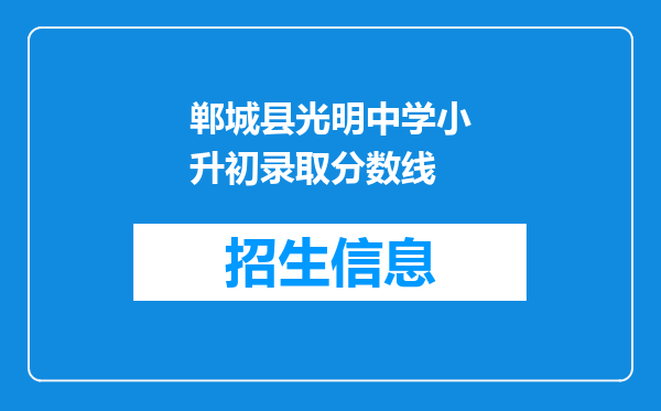 郸城县光明中学小升初录取分数线