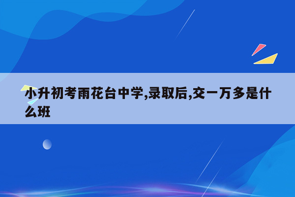 小升初考雨花台中学,录取后,交一万多是什么班