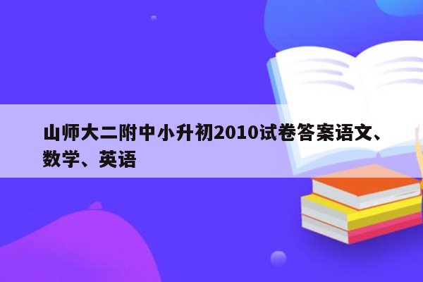 山师大二附中小升初2010试卷答案语文、数学、英语