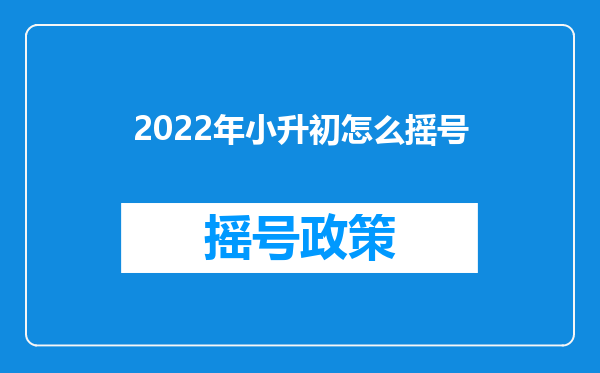 2022年小升初怎么摇号