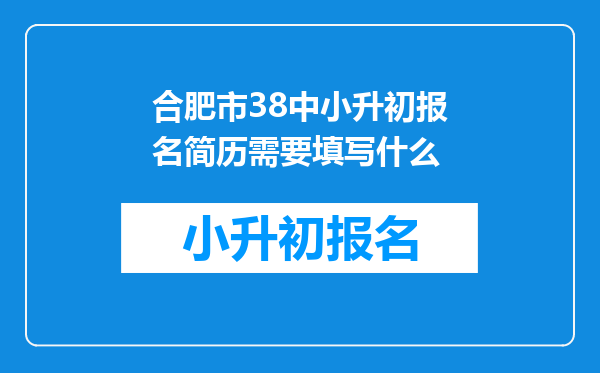 合肥市38中小升初报名简历需要填写什么