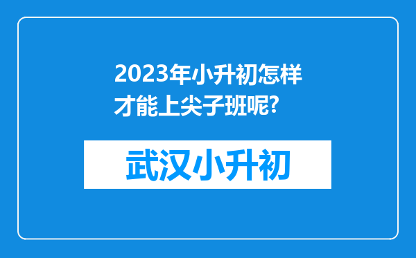 2023年小升初怎样才能上尖子班呢?