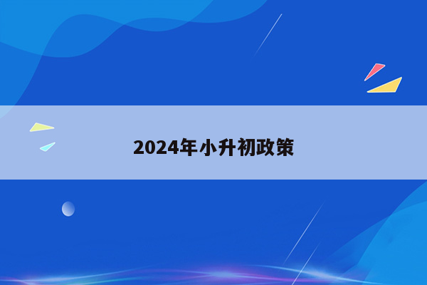 2024年小升初政策