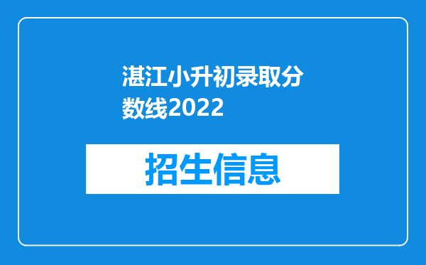 湛江小升初录取分数线2022