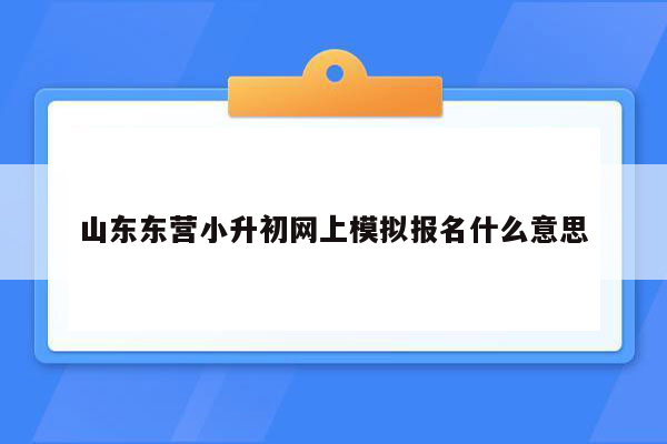 山东东营小升初网上模拟报名什么意思